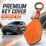 Deepal S05, Deepal Key Cover, S05 Key Cover, Leather Key Cover, Orange Key Cover, Smart Key Cover, Car Key Case, Metal Keychain, Deepal Accessories, Car Accessories Pakistan