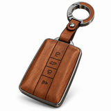 Premium Leather Key Cover with Metal Keychain for GWM Tank 500 – Tan Brown, 4 Button