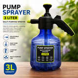 3L Manual Pressure Pump Sprayer Bottle for Gardening Car Wash Home Cleaning Adjustable Nozzle