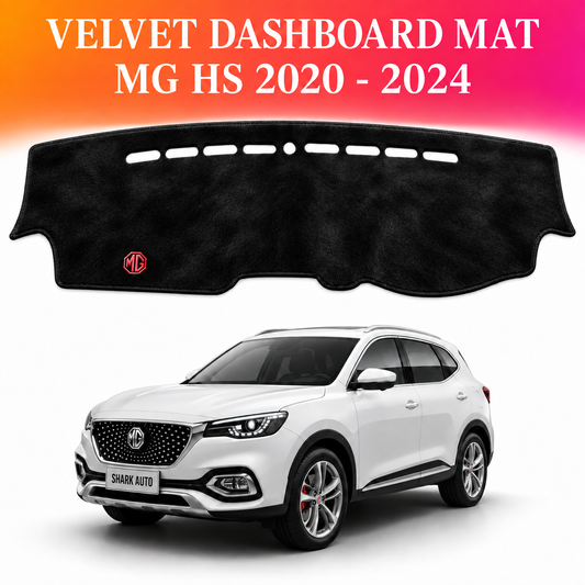 MG HS 2020–2024 Premium Velvet Dashboard Mat Cover – Black
