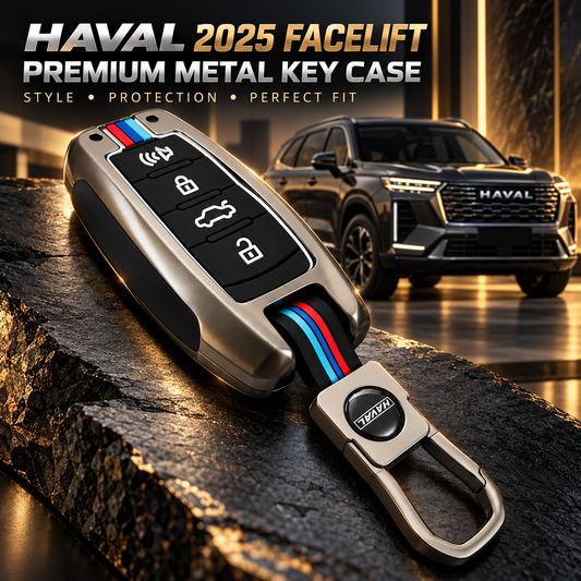 Haval Key Cover, Haval 2025 Facelift Key Cover, Haval Facelift Key Case, Haval Remote Cover, Haval 4 Button Key Cover, Haval Metal Key Cover, Haval Keychain Cover, Haval Smart Key Case, Premium Car Key Cover, Metal Key Case, Gunmetal Key Cover, Car Key Accessories, Haval Accessories Pakistan