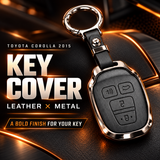 Toyota Corolla Key Cover, Toyota Corolla 2015 Key Cover, Corolla 2015 Remote Cover, Toyota Corolla Smart Key Case, Corolla Four Button Key Cover, Toyota Leather Key Cover, Toyota Metal Key Cover, Leather and Metal Key Case, Toyota Corolla Keychain Cover, Premium Car Key Cover, Scratch Resistant Key Case, Toyota Corolla Accessories, Corolla Accessories Pakistan, Car Key Cover Pakistan