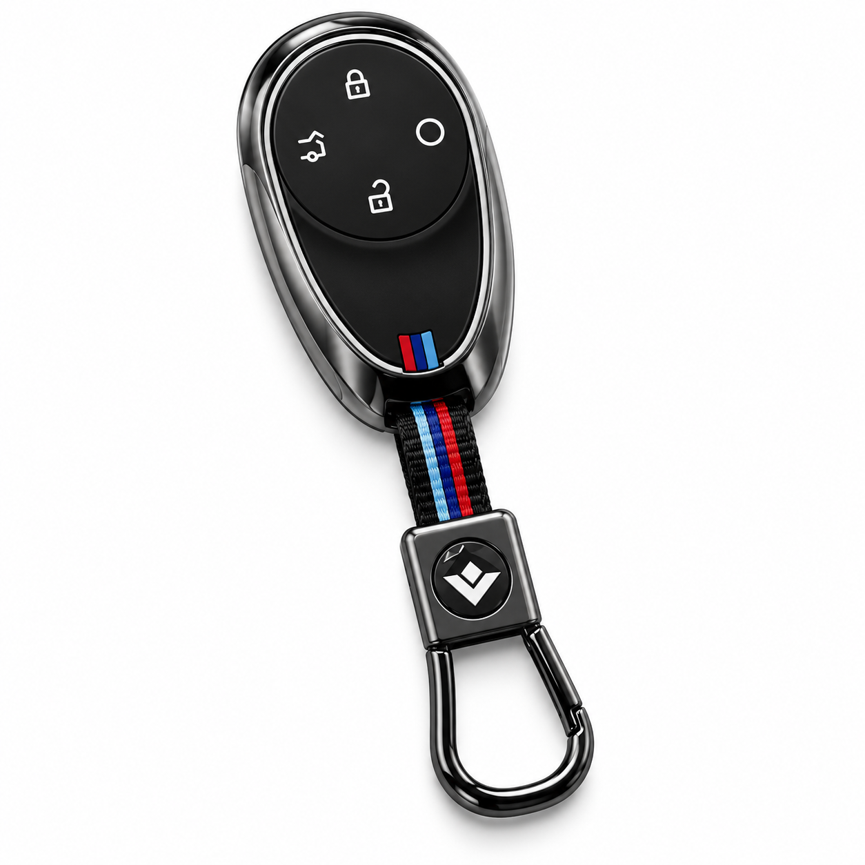 GAC AION V, AION V Key Cover, AION V Key Case, GAC AION Accessories, AION Accessories, Metal Key Cover, Smart Key Cover, 4 Button Key Cover, Car Key Case, Black Key Cover, Gunmetal Key Cover, Premium Keychain, Electric Car Accessories, Key Protector, AION Keychain