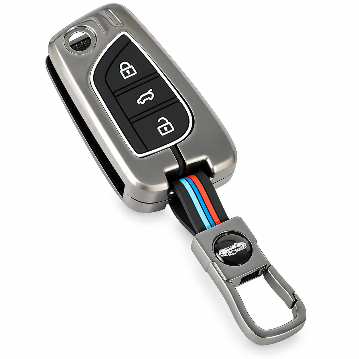 Toyota Corolla, Corolla 2014, Corolla 2015, Corolla 2016, Corolla 2017, Corolla Key Cover, Toyota Key Cover, 3 Button Key Cover, Flip Key Cover, Jack Knife Key Cover, Metal Key Cover, Gunmetal Key Case, Car Keychain, Car Accessories, Key Protection, Shark Auto
