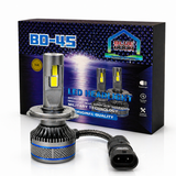 BD-45 LED headlight with packaging box automotive lighting kit clean studio image