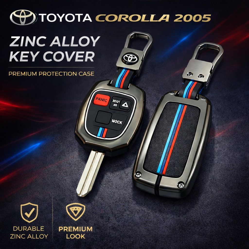 Toyota Corolla 2005 premium zinc alloy metal key cover case with sporty stripe design