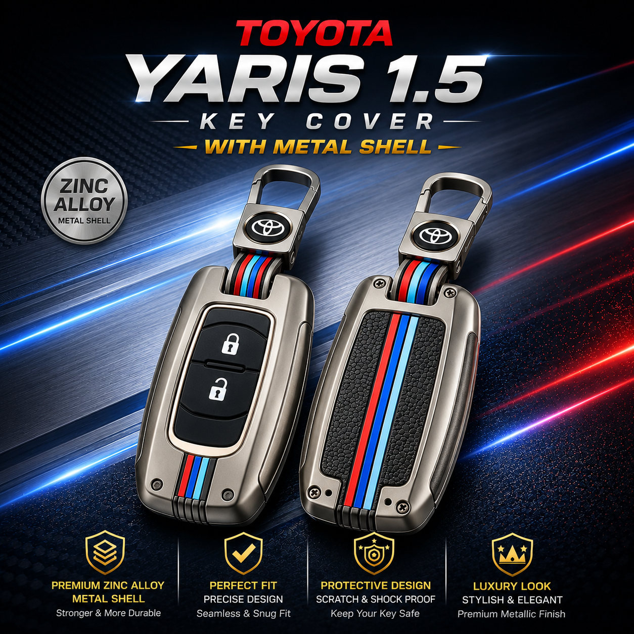 Toyota Yaris 1.5 premium zinc alloy smart key cover