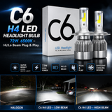 C6 H4 LED Headlight Bulb 72W 6500K – Hi/Lo Beam Plug & Play
