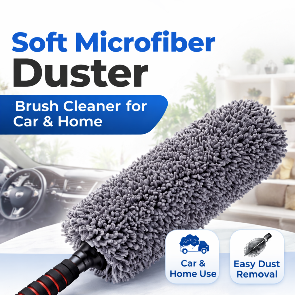 Soft microfiber duster brush cleaner for car dashboard by Shark Auto