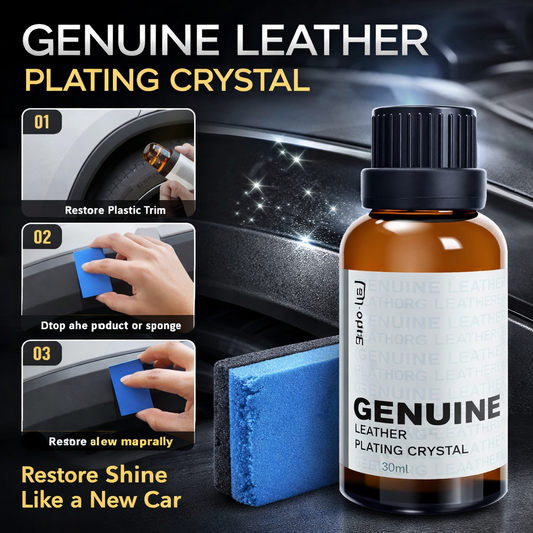 Genuine Leather Plating Crystal, Restore and protect genuine leather surfaces, long-lasting shine & Luxury look For Cars, 30mL