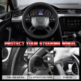 Premium leather steering wheel cover black car interior Shark Auto