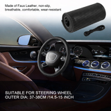 Universal fit steering wheel cover carbon black leather Shark Auto