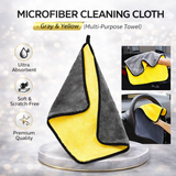 Microfiber Cleaning Cloth – Gray & Yellow (Multi-Purpose Towel)