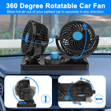 12V Car Fan 360 Degree Rotation Adjustable Dual Head Car Auto Cooling Air Fan