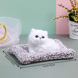 Sleeping cat dashboard decoration close-up view