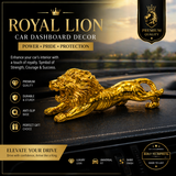 Royal Lion gold car dashboard decor ornament with luxury glossy finish