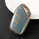 MG HS TPU 3-button remote key case cover grey front view. Shark Auto car decoration, car accessories, car lightening