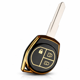 Suzuki Cultus 2017-2025 TPU 2-Button Remote Key Case Cover – Black & Golden Edge