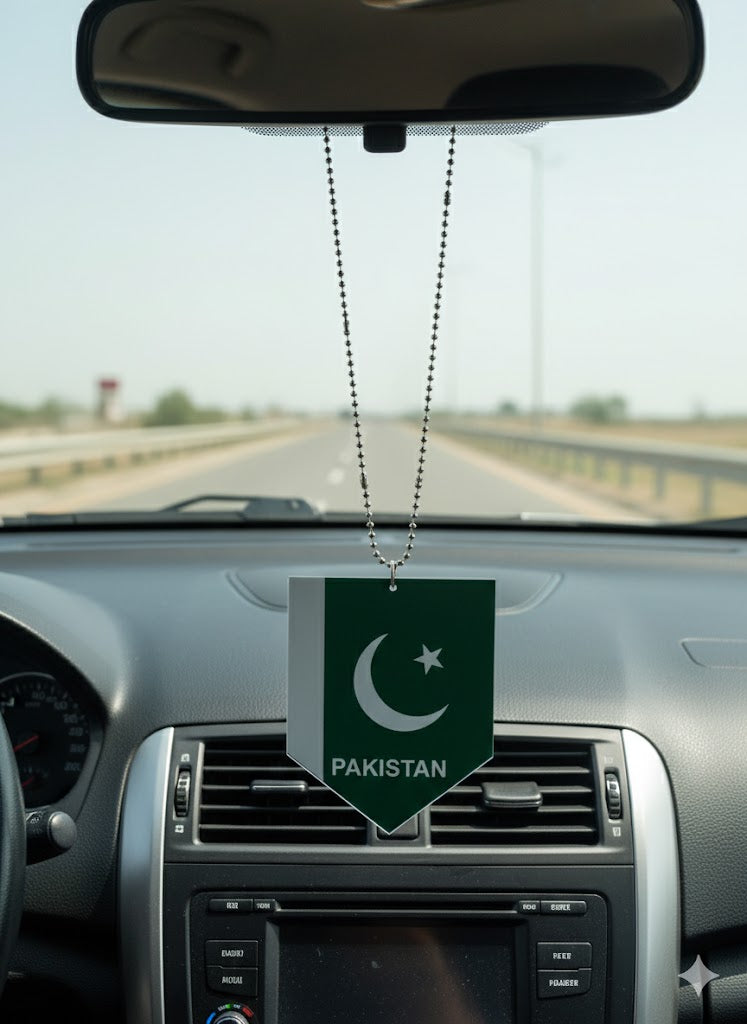 Pakistan flag car hanging ornament crescent and star by Shark Auto