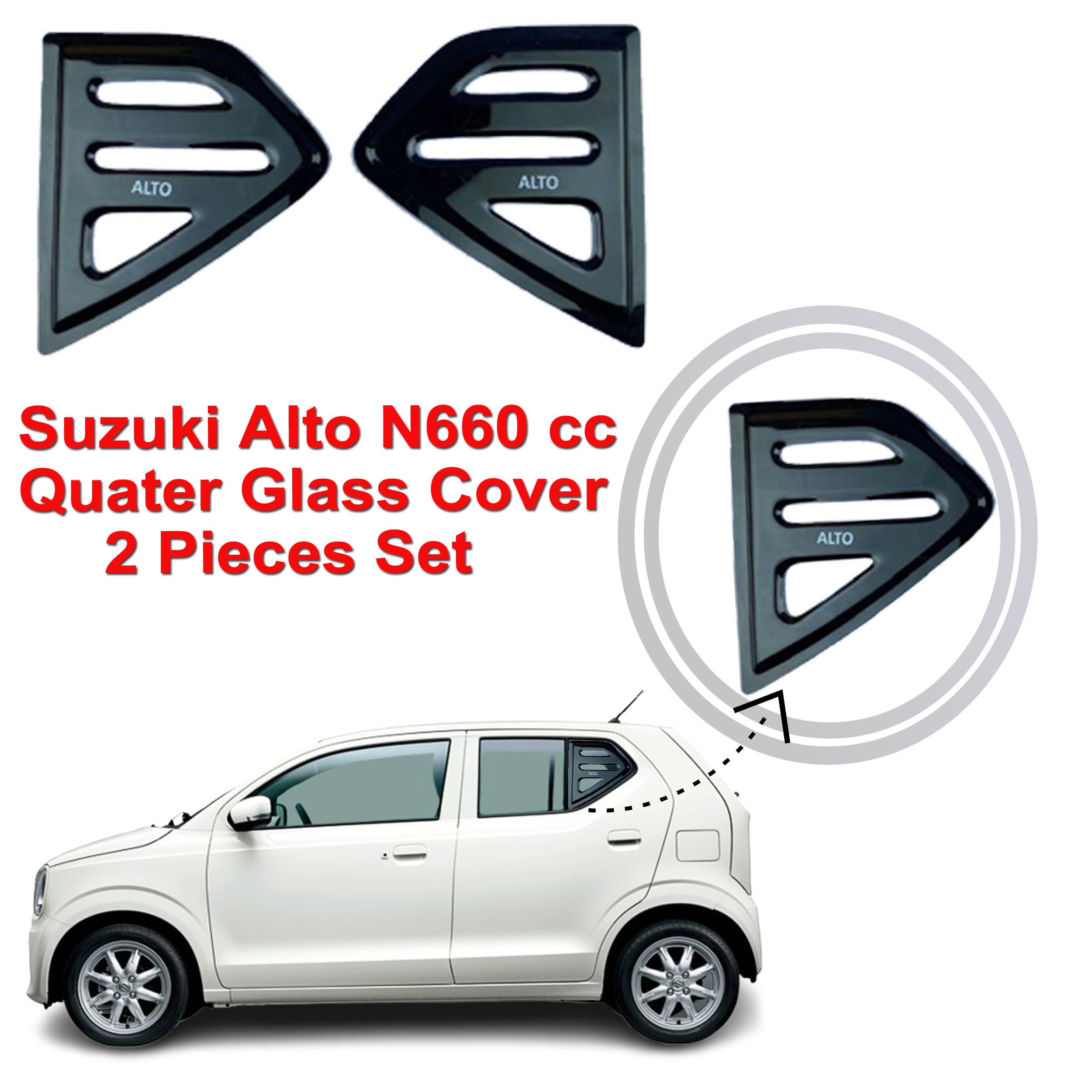 Carbon fiber quarter glass rack Lamborghini style for Suzuki Alto 2019-2026