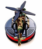 Solar Rotating Helicopter Car Air Freshener - Aluminum & Glass Enclosure, Decorative Dashboard Decor with Paper Scent Refills for Cars