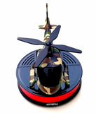 Solar Rotating Helicopter Car Air Freshener - Aluminum & Glass Enclosure, Decorative Dashboard Decor with Paper Scent Refills for Cars