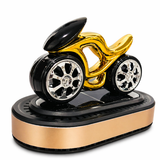 Gold and black solar powered dashboard perfume diffuser with spinning rims for car interior decoration