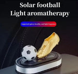 Solar Golden Football Boot Dashboard Ornament with Rotating Ball & Fragrance Diffuser