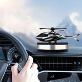 Solar-Powered Rotating Helicopter Car Air Freshener - Aluminum & Glass Enclosure, Decorative Dashboard Decor with Paper Scent Refills for Cars