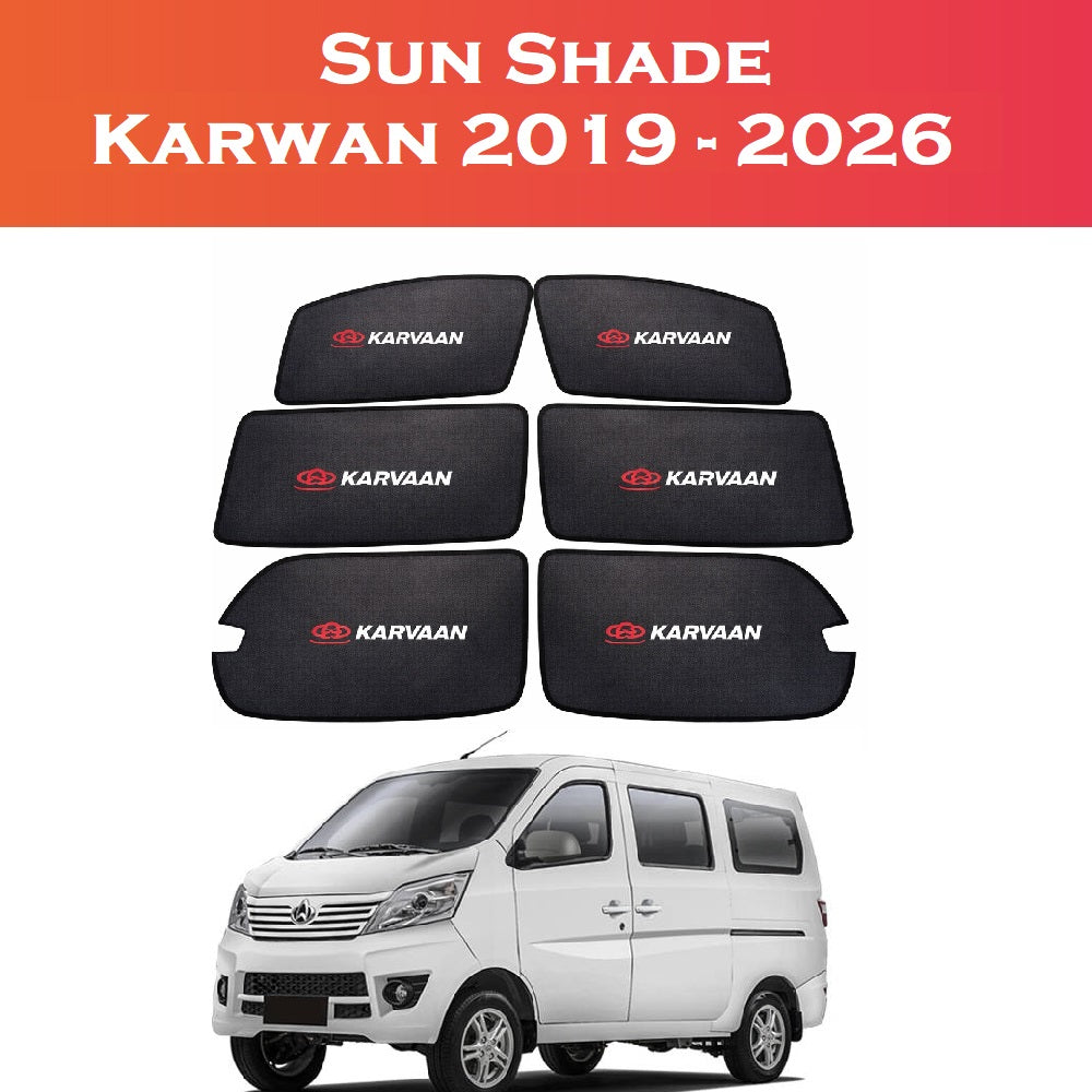 Changan Karwan Black Sunshade 6pcs set installed on car windows – Shark Auto