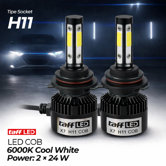 TaffLED X7 COB LED Car Headlight – 6000K Cool White (2PCS)