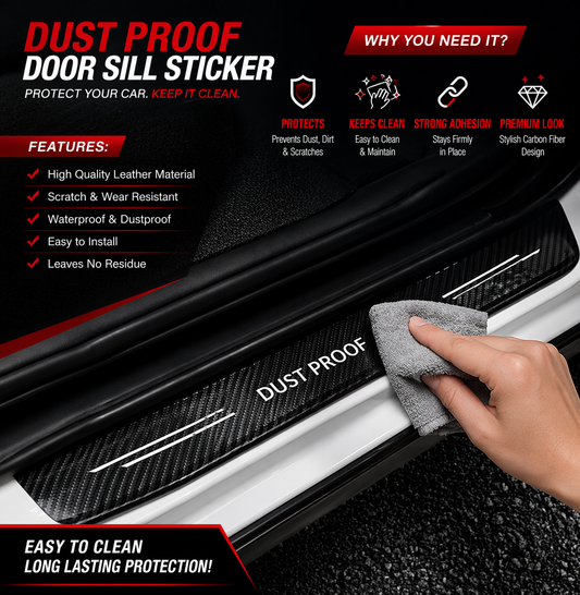 Car door sill protector dust proof carbon fiber sticker installed on car entry step
