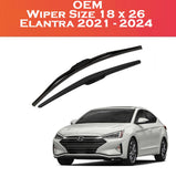 OEM Wiper Blades for Hyundai Elentra 2021 - 2025 | 18×26 Size | Premium Rubber | 2 Pcs Set