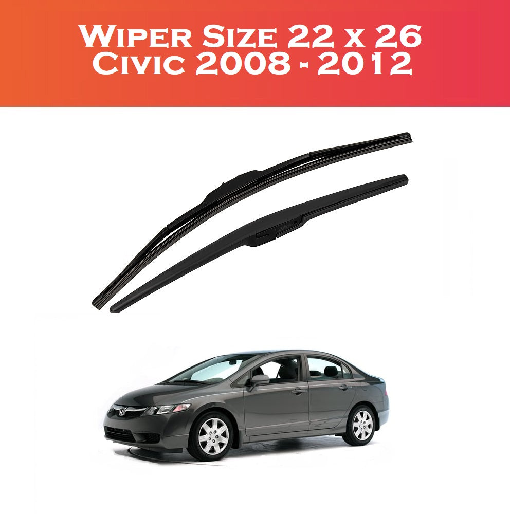 Premium Silicone Wiper Blades for Honda Civic 2008-2012 | 2 Pcs Set