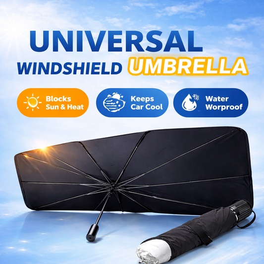 Universal Car Windshield Sun Shade Umbrella – Foldable UV Protection Heat Blocker for All Vehicles