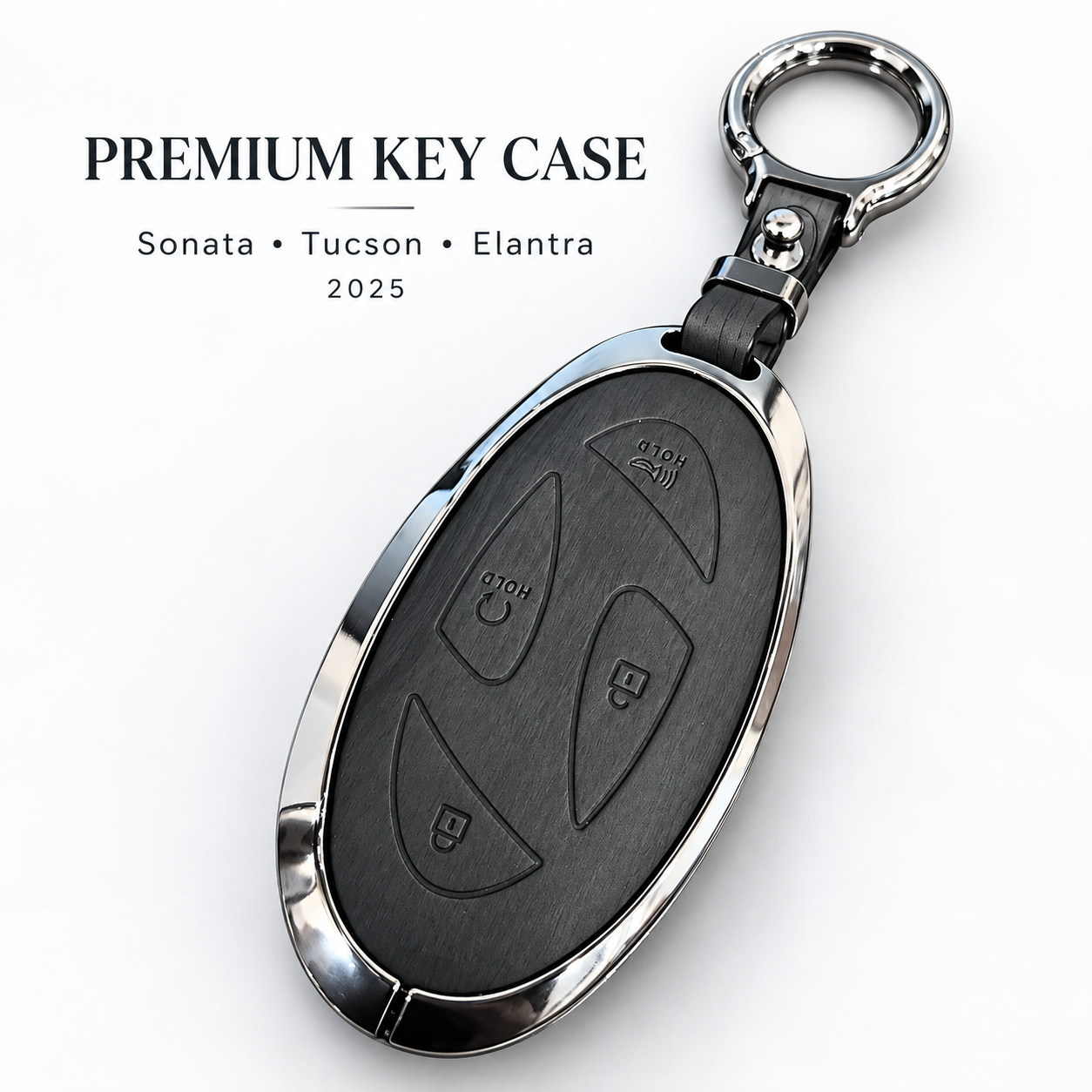 Hyundai Key Cover, Sonata Key Cover, Tucson Key Cover, Elantra Key Cover, Hyundai 2025, Leather Key Cover, Metal Key Cover, Keychain, Car Key Accessories, Black Silver Key Cover