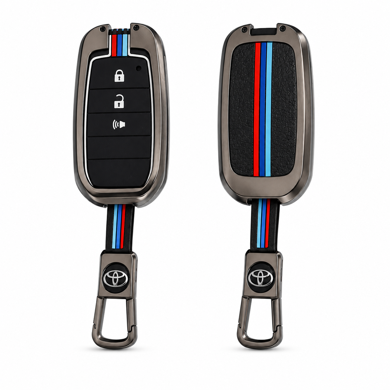 Toyota Revo, Toyota Hilux Revo, Revo Key Cover, Toyota Key Cover, Metal Key Cover, 3 Button Key Cover, Smart Key Case, Gunmetal Key Cover, Toyota Accessories, Hilux Accessories, Car Accessories Pakistan