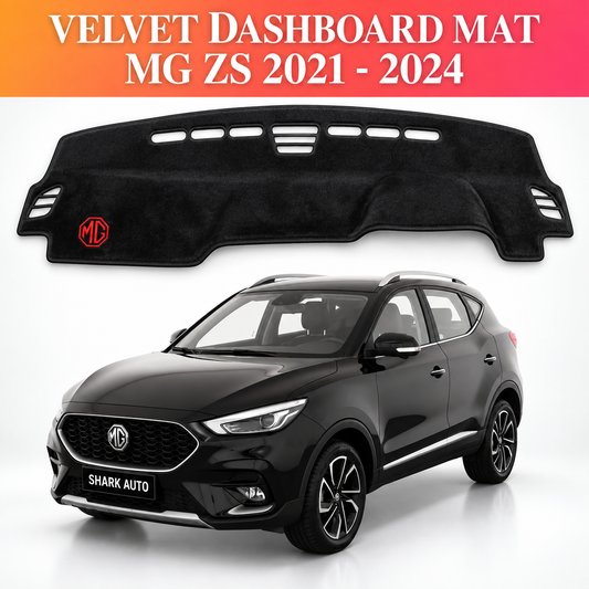 MG ZS 2021–2024 Premium Velvet Dashboard Mat Cover – Black