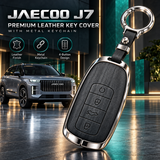 Jaecoo J7, Jaecoo J7 Key Cover, Leather Key Case, Black Key Cover, Metal Keychain, 4 Button Key Cover, Car Key Accessories