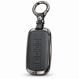 Premium Leather & Metal Key Cover for Toyota Corolla Grande – Black