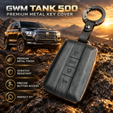 GWM TANK 500, TANK 500, TANK 500 HEV, GWM Key Cover, TANK 500 Key Cover, Metal Key Cover, 4 Button Key Cover, Smart Key Case, Gunmetal Key Cover, Brushed Metal Key Case, GWM Accessories, SUV Accessories, Car Keychain, Key Protection, Shark Auto
