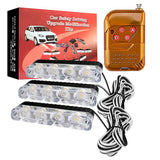 3-Piece LED Grill Strobe Flasher Lights with Remote – Universal Car Interior Emergency Light Kit