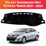 Toyota Yaris 2021–2024 Premium Velvet Dashboard Mat Cover – Black