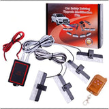 4-Piece LED Grill Strobe Flasher Lights with Remote – Universal Car Interior Emergency Light Kit