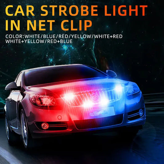 4-Piece LED Grill Strobe Flasher Lights with Remote – Universal Car Interior Emergency Light Kit