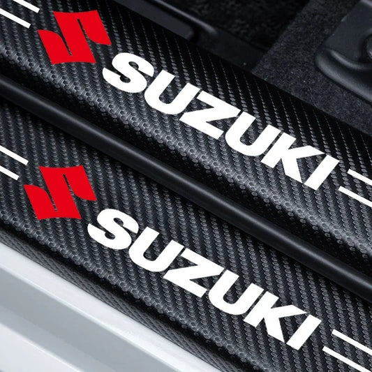 Carbon Fiber Door Sill Protector Compatible with Suzuki – Front Door View