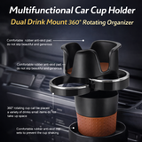 Multifunctional Car Cup Holder – Dual Drink Mount 360° Rotating Organizer