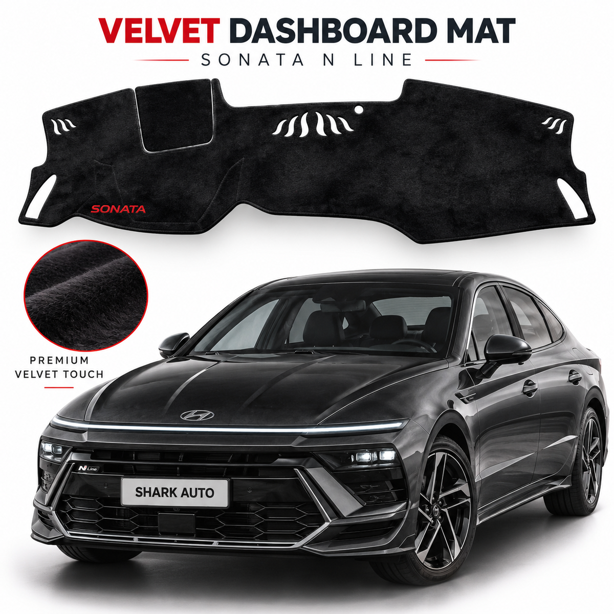 Hyundai Sonata N Line Premium Velvet Dashboard Mat Cover – Black