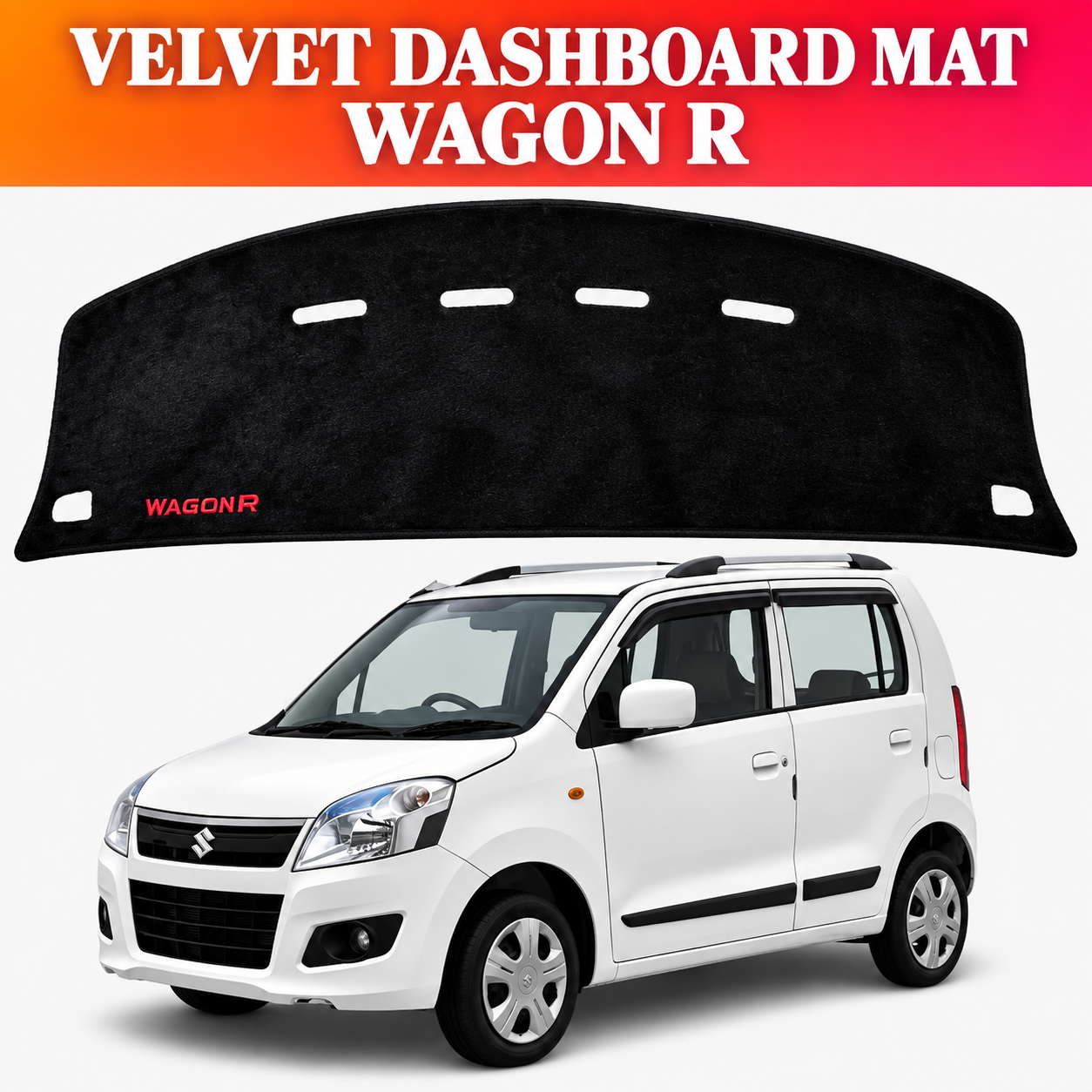 Suzuki Wagon R, Wagon R Accessories, Dashboard Mat, Dashboard Cover, Velvet Dashboard Mat, Velvet Dash Cover, Car Interior Accessories, Suzuki Accessories, Black Dashboard Mat, Custom Fit Dashboard Mat, Fur Touch Dashboard Cover, Anti Glare Dashboard Mat, Dashboard Protector