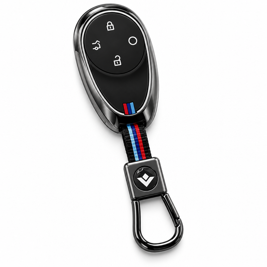 GAC AION V, AION V Key Cover, AION V Key Case, GAC AION Accessories, AION Accessories, Metal Key Cover, Smart Key Cover, 4 Button Key Cover, Car Key Case, Black Key Cover, Gunmetal Key Cover, Premium Keychain, Electric Car Accessories, Key Protector, AION Keychain
